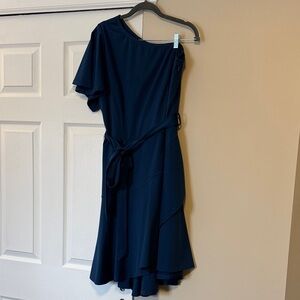 One Shoulder Teal Blue Dress